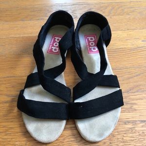 Pop black faux suede sandals